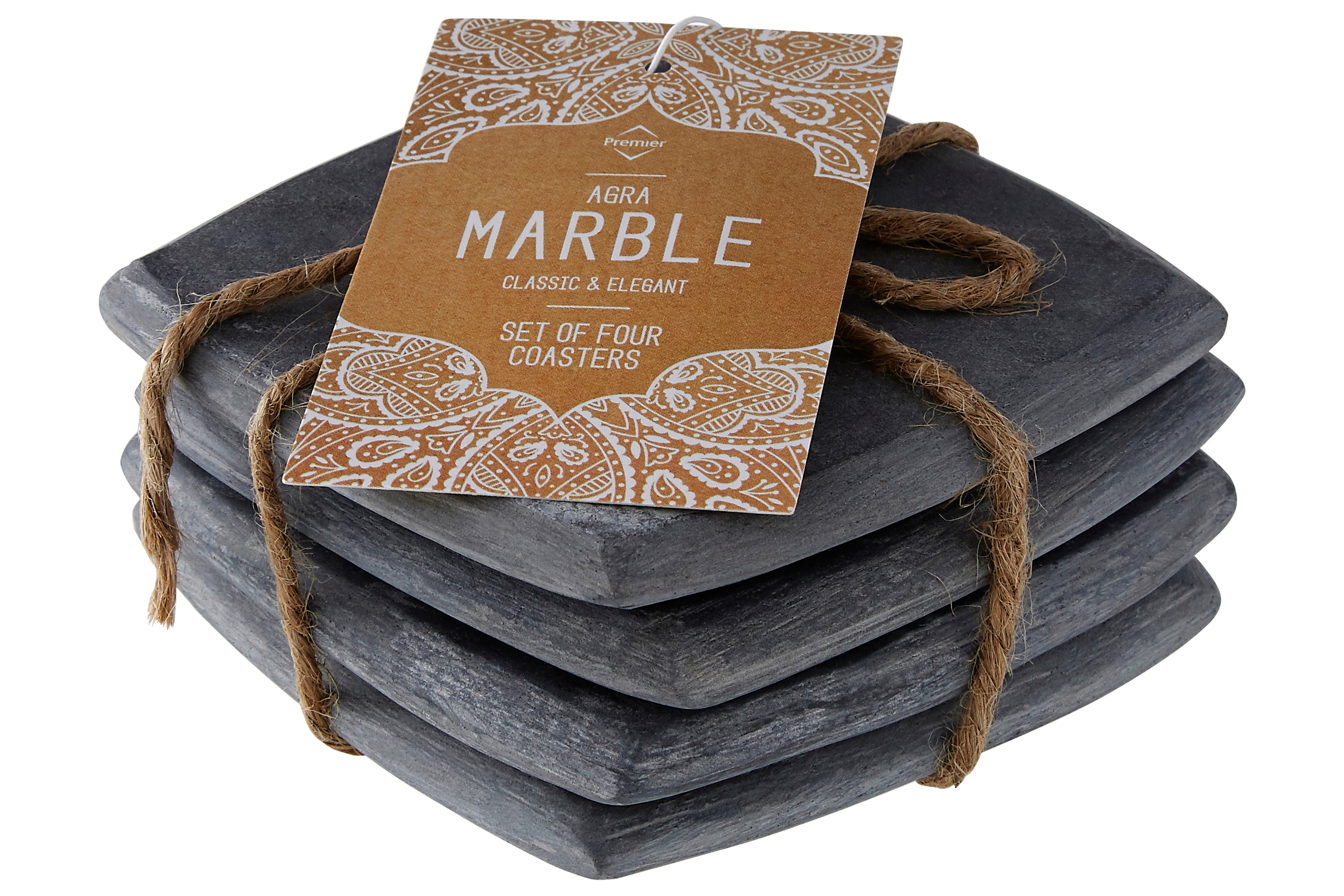 Set of 4 Karter Dark Grey Marble Square Coasters